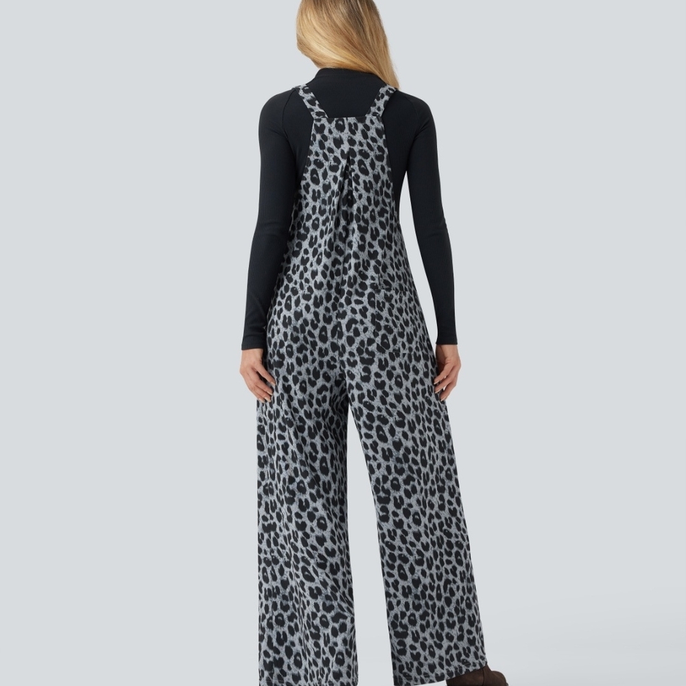 Leopard Print Jumpsuit - Black and Gray - Picture 6 of 8